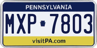 PA license plate MXP7803