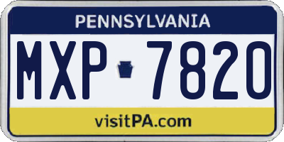 PA license plate MXP7820