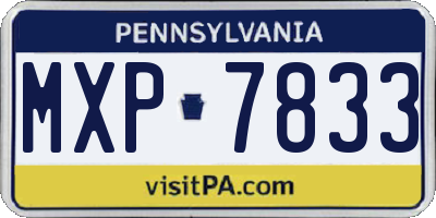 PA license plate MXP7833