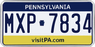 PA license plate MXP7834