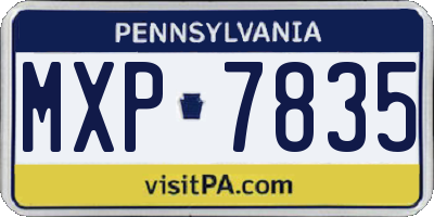 PA license plate MXP7835