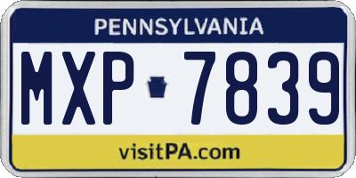 PA license plate MXP7839