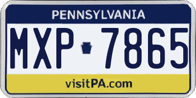 PA license plate MXP7865