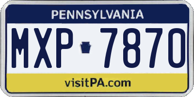 PA license plate MXP7870