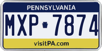 PA license plate MXP7874