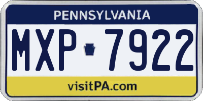 PA license plate MXP7922