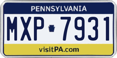 PA license plate MXP7931