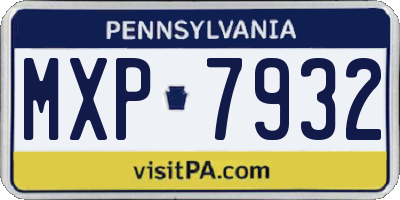 PA license plate MXP7932