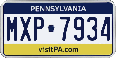 PA license plate MXP7934