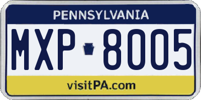 PA license plate MXP8005