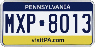 PA license plate MXP8013