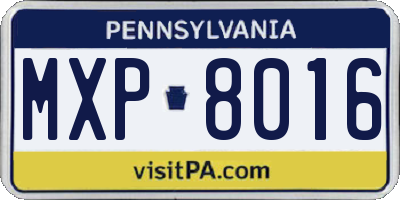 PA license plate MXP8016