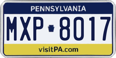 PA license plate MXP8017
