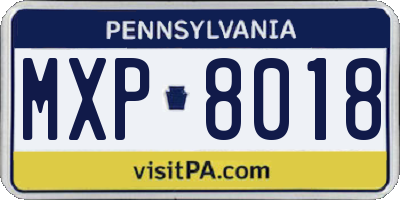 PA license plate MXP8018