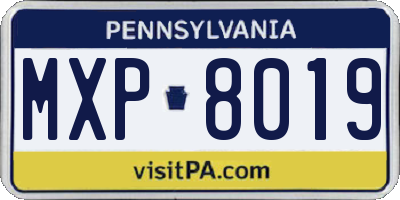 PA license plate MXP8019