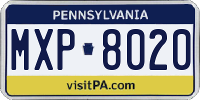 PA license plate MXP8020