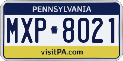 PA license plate MXP8021