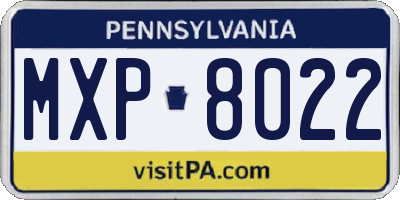PA license plate MXP8022