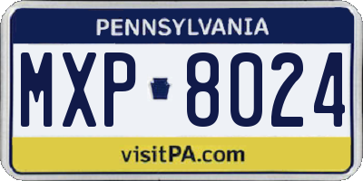 PA license plate MXP8024