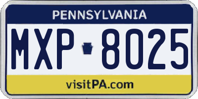 PA license plate MXP8025