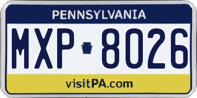 PA license plate MXP8026