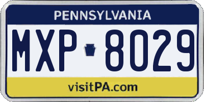 PA license plate MXP8029