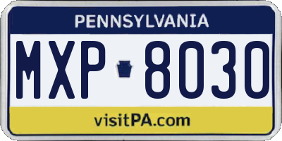 PA license plate MXP8030
