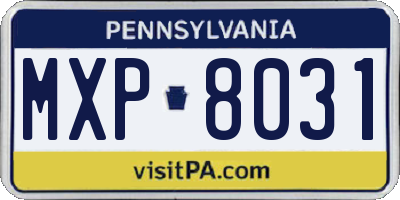 PA license plate MXP8031
