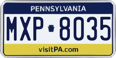 PA license plate MXP8035