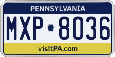 PA license plate MXP8036