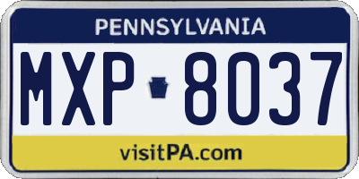 PA license plate MXP8037