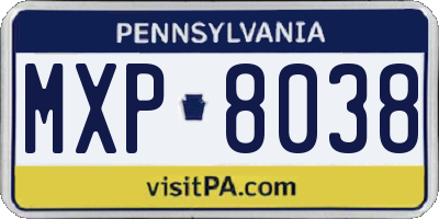 PA license plate MXP8038