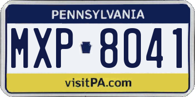 PA license plate MXP8041