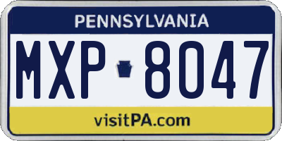 PA license plate MXP8047