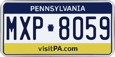 PA license plate MXP8059