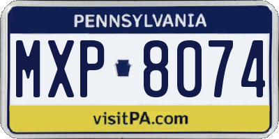 PA license plate MXP8074