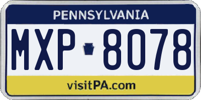 PA license plate MXP8078
