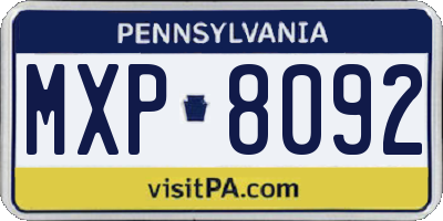 PA license plate MXP8092