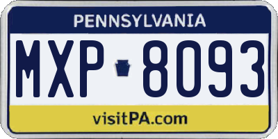 PA license plate MXP8093
