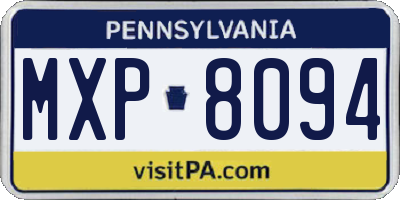 PA license plate MXP8094