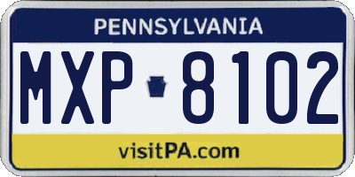 PA license plate MXP8102