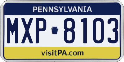 PA license plate MXP8103