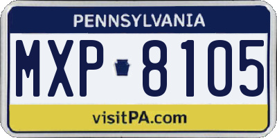 PA license plate MXP8105
