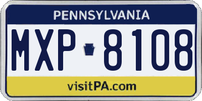 PA license plate MXP8108