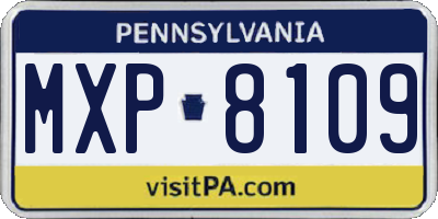 PA license plate MXP8109