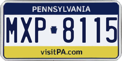 PA license plate MXP8115