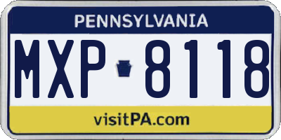 PA license plate MXP8118