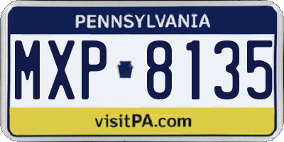 PA license plate MXP8135