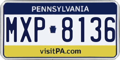 PA license plate MXP8136