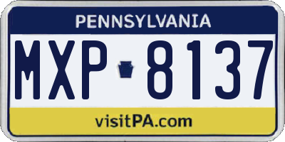 PA license plate MXP8137